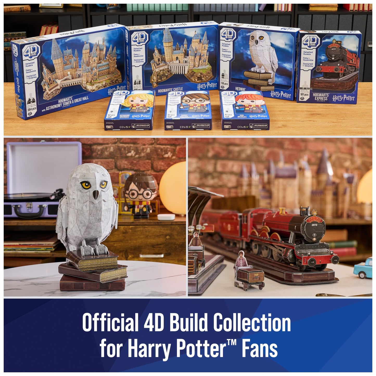 4D Build, Harry Potter Hogwarts Express 3D Puzzle Model Kit 181 Pcs 2.5 Ft Wide Harry Potter Gifts Desk Decor 3D Puzzles for Adults & Teens 12+