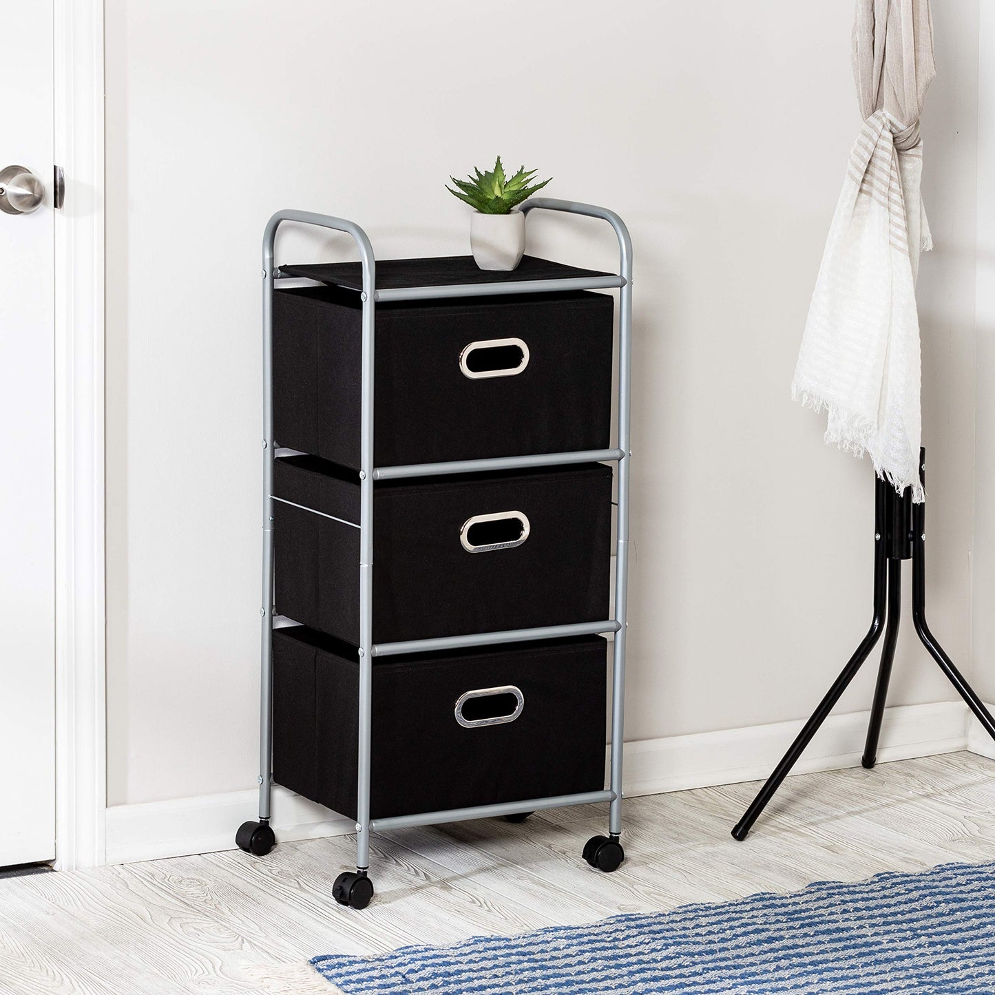 Honey-Can-Do 3 Drawer Rolling Cart - Blk CRT-02184 Black, 11.5"D x 16.13"W x 35.5"H