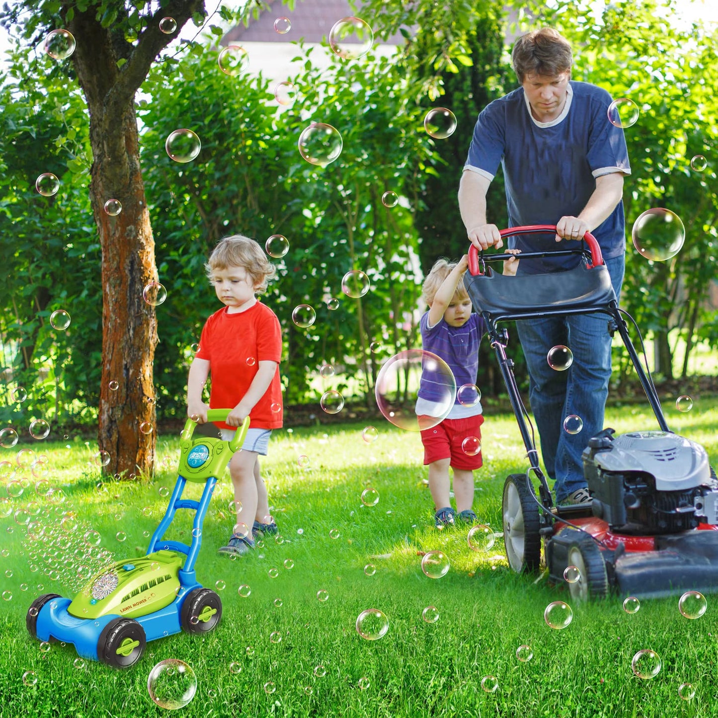 Lawn Mower Bubble Machine