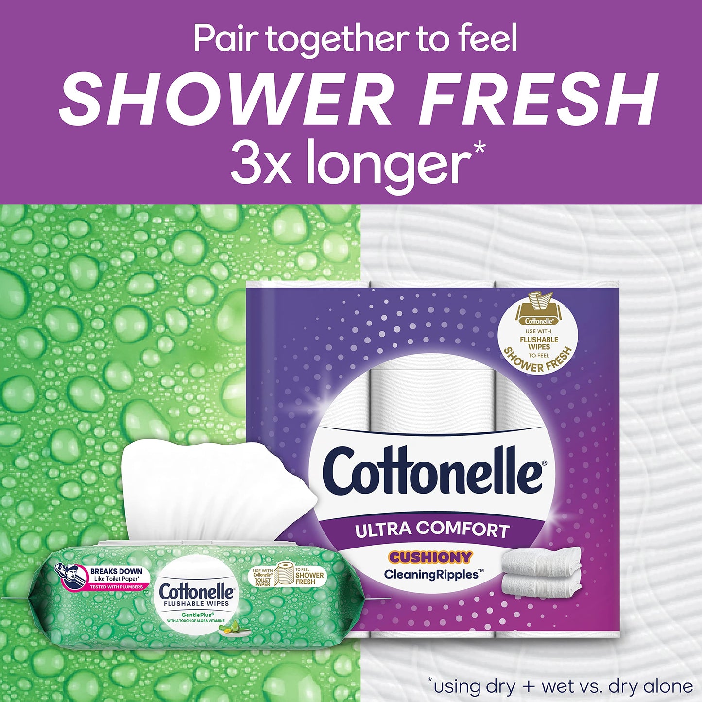 Cottonelle Ultra Comfort Toilet Paper with Cushiony CleaningRipples Texture, Strong Bath Tissue, 6 Family Mega Rolls (6 Family Mega Rolls = 27 regular rolls), 325 Sheets per Roll