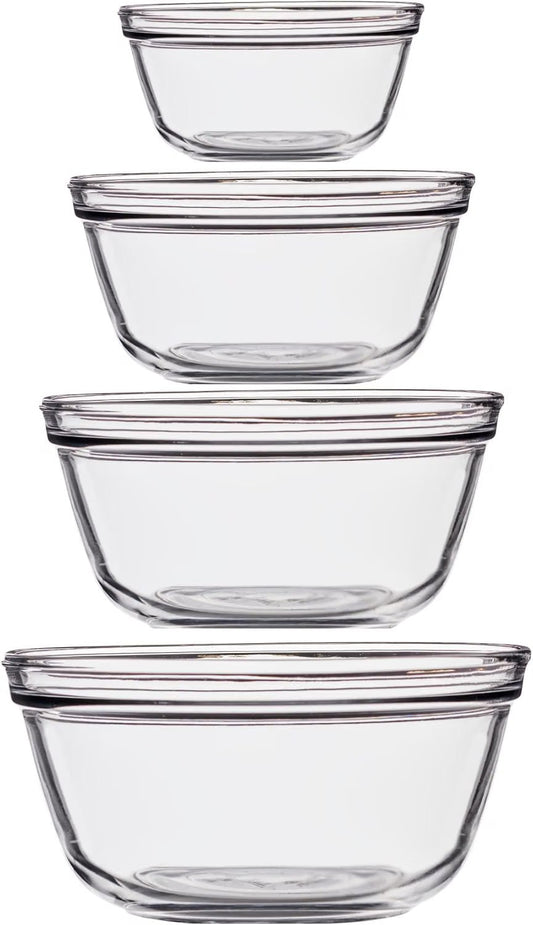 4 Piece Glass Mixing Bowls Set, Microwave Safe