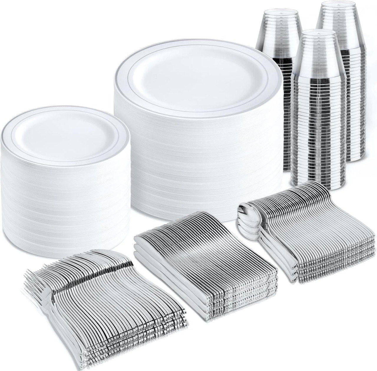 600 Piece Disposable Plastic Dinnerware Set for 100 Guests