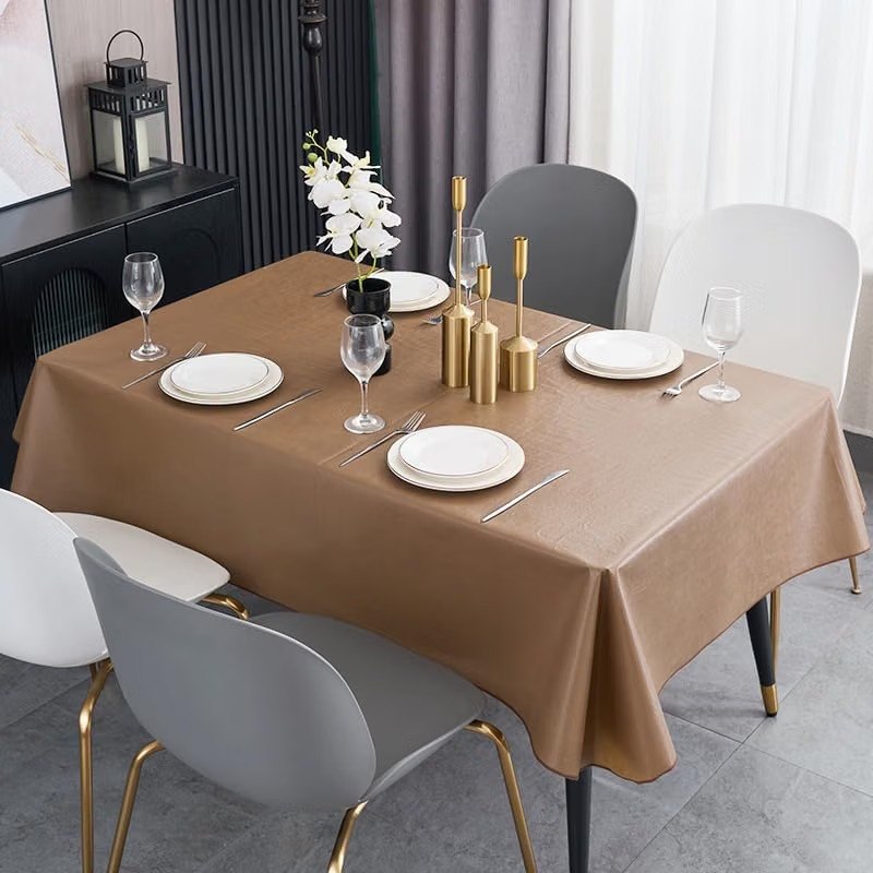Waterproof Wipeable Vinyl Rectangle Tablecloth with Backing