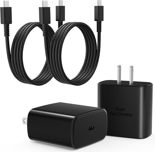 2 Pack USB C Fast Charger Blocks with Cables