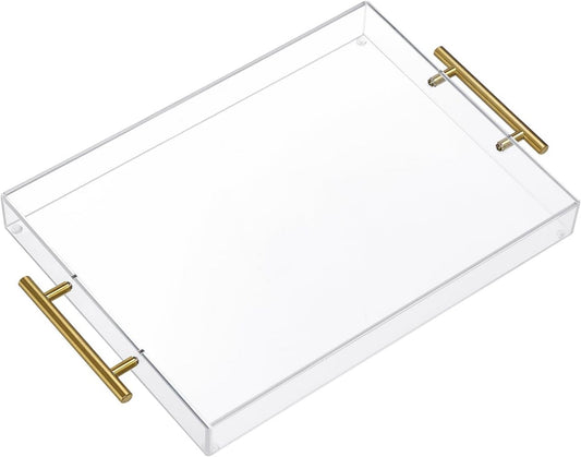 12x16 Acrylic Serving Tray with Metal Handles