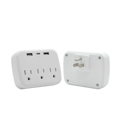 3 Outlet 3 USB Wall Plug Adapter