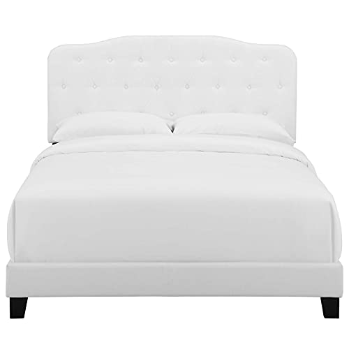 Modway Amelia Tufted Fabric Upholstered Twin Platform Bed in White