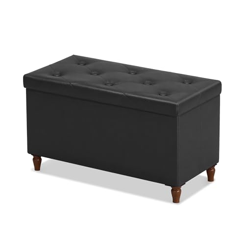 30-Inch Folding Storage Ottoman Bench