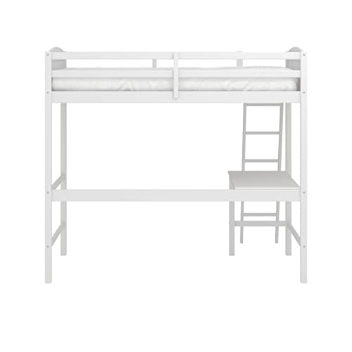 Hillsdale Twin Loft Bed with Desk, White