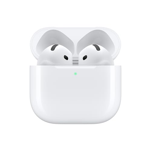 Apple AirPods 4 Wireless Earbuds, Bluetooth Headphones, with Active Noise Cancellation, Adaptive Audio, Transparency Mode, Personalized Spatial Audio, USB-C Charging Case, Wireless Charging, H2 Chip