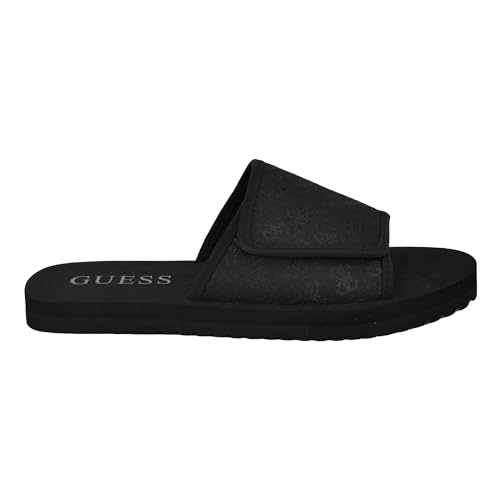 Guess Men's HARTZ Slide Sandal, Black Logo Multi 001, 8