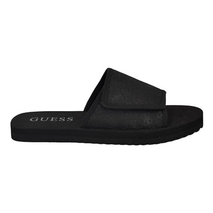 Guess Men's HARTZ Slide Sandal, Black Logo Multi 001, 8