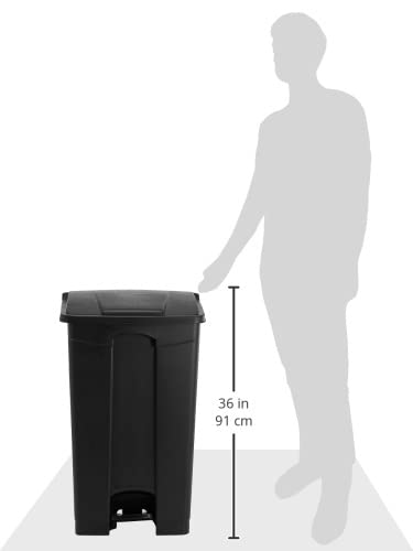 Safco Step-On Indoor Plastic Trash Can for Home & Commercial Use, Hands-Free Disposal, 23 Gallon, Black