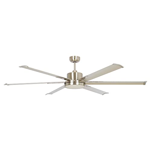 Ceiling Fans with Lights 65" Ceiling Fan with Remote Large Ceiling Fan for Shop Garage Porch Indoor Outdoor, DC Motor Reverse Airflow Fan Living Room, LED Light with Fan, DOE Tested, Brushed Nickel