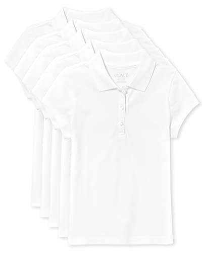 5 Pack Girls Short Sleeve Ruffle Polo Shirts
