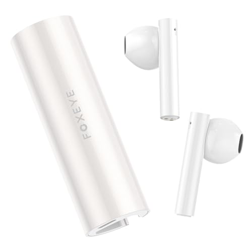 Foxeye Bluetooth Earbuds, Bluetooth 5.4 Headphone, Touch Control Ear Bud with Charging Case, Noise Cancelling in-Ear Earphones with Microphone for Workout Sleeping (White)