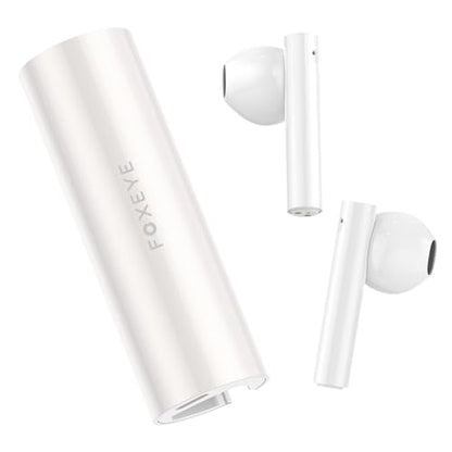 Foxeye Bluetooth Earbuds, Bluetooth 5.4 Headphone, Touch Control Ear Bud with Charging Case, Noise Cancelling in-Ear Earphones with Microphone for Workout Sleeping (White)