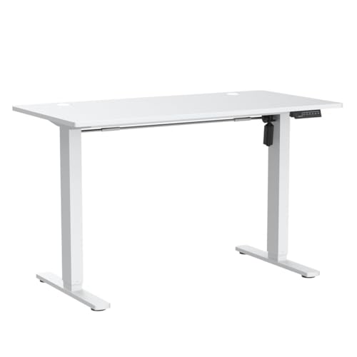 SMUG Standing Desk, 48 x 24 in Electric Height Adjustable Computer Desk Home Office Desks Sit Stand up Desk Computer Table with Memory Controller/Headphone Hook, White