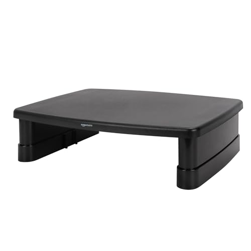 Amazon Basics Adjustable Monitor Riser Desk Stand with Storage