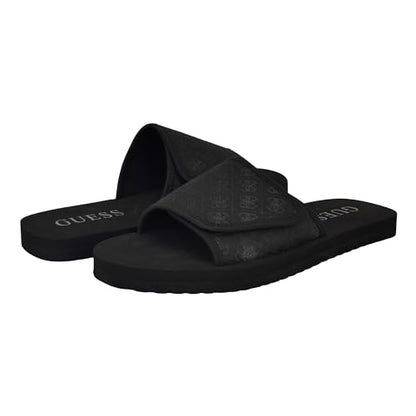 Guess Men's HARTZ Slide Sandal, Black Logo Multi 001, 8