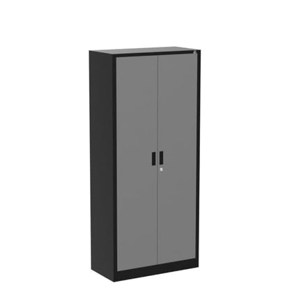 Fedmax Heavy Duty Metal Garage Storage Cabinet - 71-inch Tall Large Steel Utility Locker with Adjustable Shelves & Locking Doors - Garage Cabinets for Tool Storage and Ammo Locker - Black and Silver