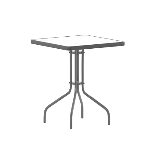 Flash Furniture 23.5" Square Tempered Glass Metal Table