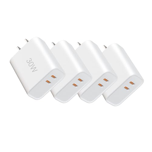 4 Pack 30W Dual Port USB C Wall Charger