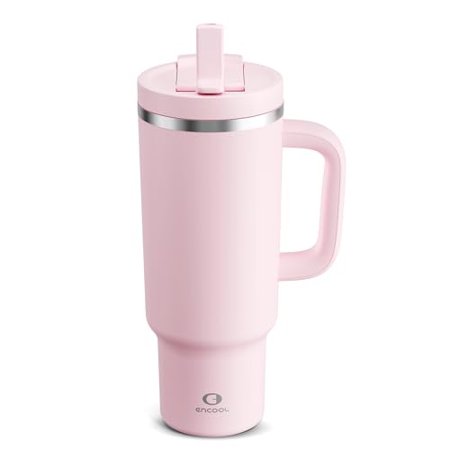 40 oz Insulated Tumbler with Handle and Straw