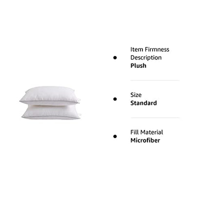 Bed Pillows for Sleeping - Standard Size(18"x26") Set of 2 Pillows Allergy Friendly Microfiber Shell Fluffy Down Alternative Filling Breathable Pillow Suitable Back Stomach or Side Sleepers
