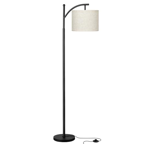 Ambimall Floor Lamp for Living Room with 3 Color Temperatures LED Bulb, Beige Lampshade & Foot Switch Included, Easy to Install, 9W Bulb Included