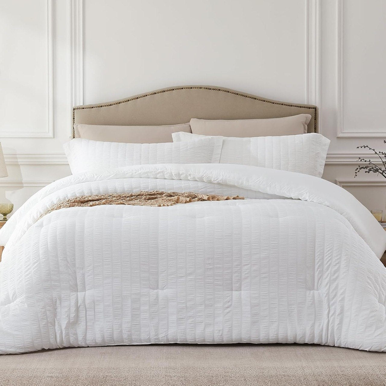 Queen Seersucker Lightweight Comforter Set 3 Piece