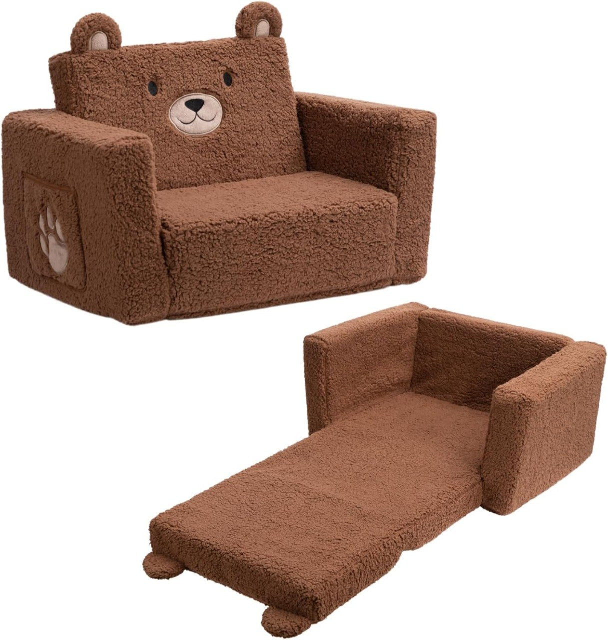 2-in-1 Foldable Toddler Foam Couch Chair
