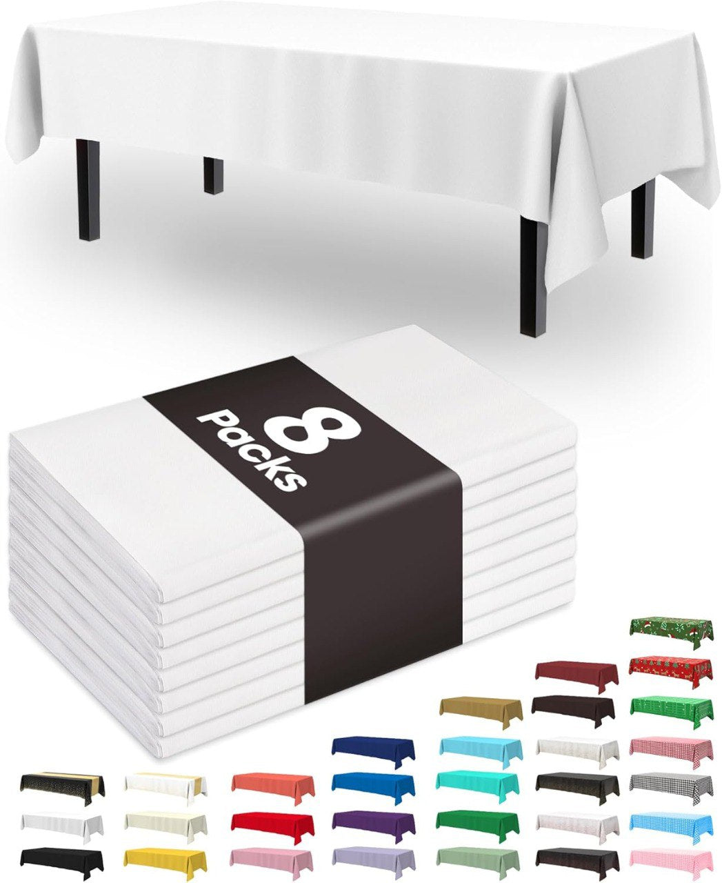 8 Pack Disposable Plastic Rectangle Tablecloths