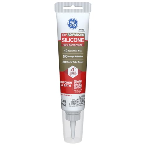 2.8 fl oz GE Kitchen Bathroom Silicone Caulk Tube