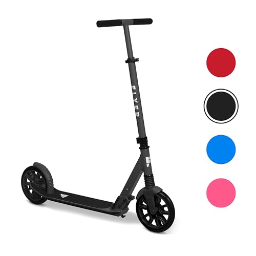 Flyer Kickstart Max, Kick Scooter, Adjustable Handlebars & Foldable, Black Scooter 8+ Years, and up to 220 lbs