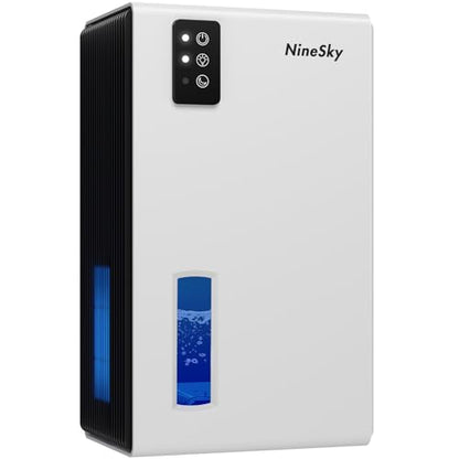 NineSky Dehumidifier for Home, 85 OZ Water Tank, (800 sq.ft) Dehumidifiers for Bathroom Bedroom Basement with Auto Shut Off,7 Colors LED Light(White)