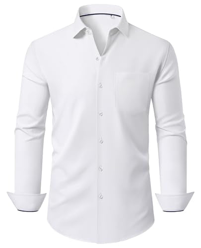 Men's Stretch Dress Shirt Long Sleeve Wrinkle Free