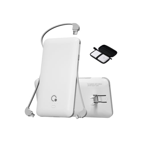 10000mAh Portable Charger with Built-In Cables