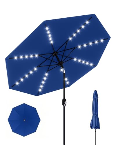 10 Ft Patio Umbrella with Solar LED Lights
