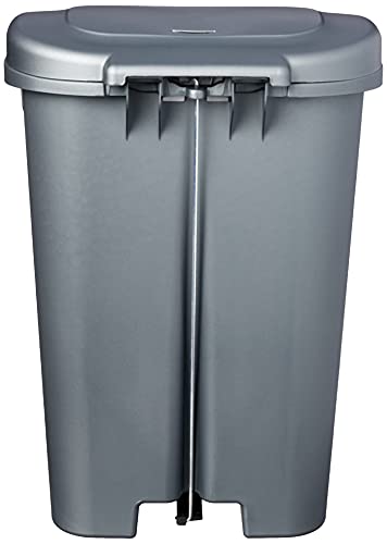 Rubbermaid, Gunmetal Blue Classic 13 Gallon Trash Can with Lid and Stainless-Steel Pedal, Waste Bin for Kitchen, NEW Premium Step-On, No Size
