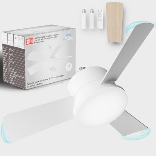 17in Ceiling Fan with Light and Remote, 6-Speed