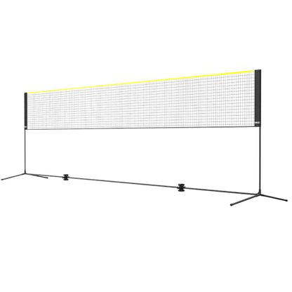 VEVOR Badminton Net, Height Adjustable Volleyball Net, 20ft Wide Foldable Pickleball Net, Portable Tennis Net Set with Poles, Stand, Bag, Rackets, Nylon Shuttlecocks, Kid Backyard Indoor Outdoor Use