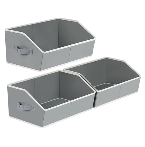 3 Pack Trapezoid Closet Shelf Organizer Baskets Large