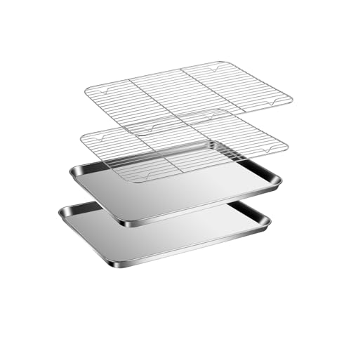 2 Pack 9.3"x7" Baking Sheets with Racks Nonstick