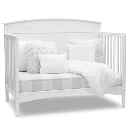 Delta Children Archer Solid Panel 4-in-1 Convertible Baby Crib - Greenguard Gold Certified, Bianca White