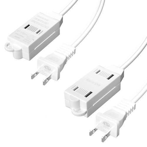 2 Pack 6-Foot 2-Prong Indoor Extension Cord Power Strip