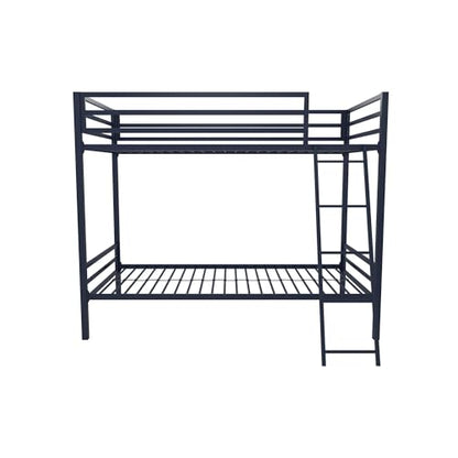 Novogratz Maxwell Twin-Over-Twin Metal Bunk Bed with Ladder and Guardrails, Navy Blue