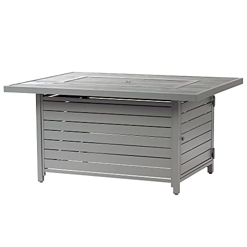 Oakland Living Rectangular 48 in. x 36 in. Aluminum Propane Fire Pit Table, Glass Beads, Two Covers, Lid, 57,000 BTUs in Grey Finish