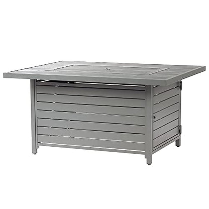 Oakland Living Rectangular 48 in. x 36 in. Aluminum Propane Fire Pit Table, Glass Beads, Two Covers, Lid, 57,000 BTUs in Grey Finish