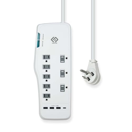 8 Outlet Surge Protector Power Strip with USB, 6FT